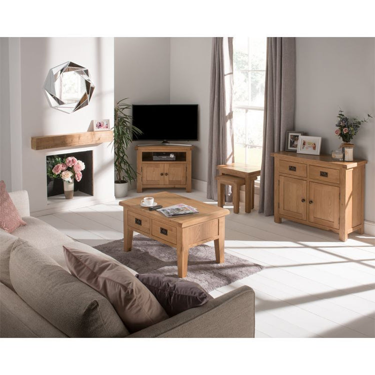 Grey contemporary wooden furniture arranged in a well-lit living room