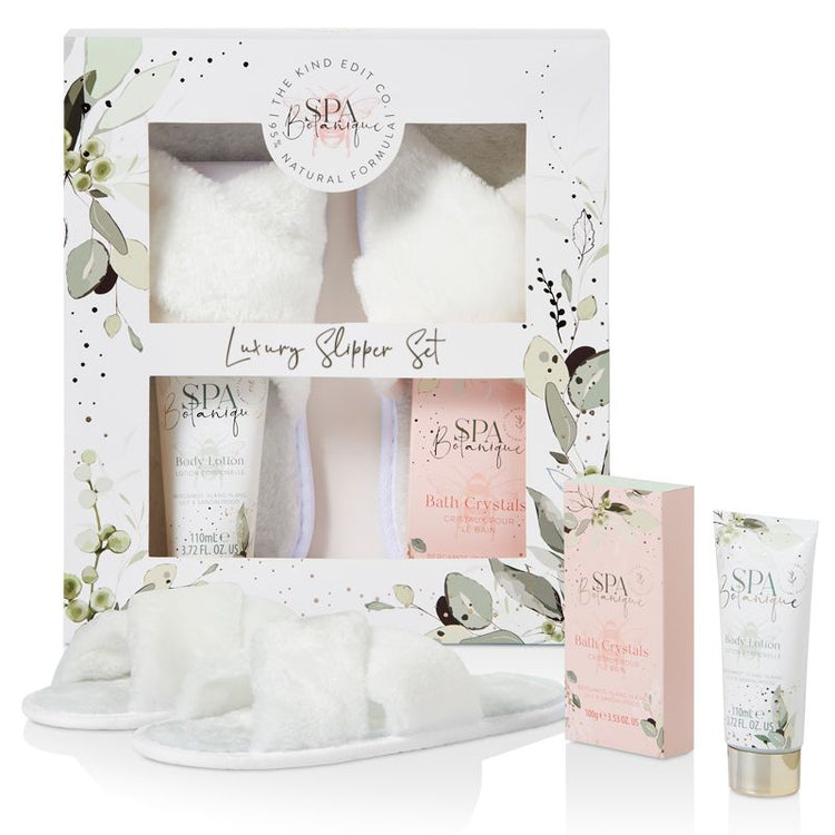 Gift set featuring an assortment of skincare and beauty products, elegantly packaged