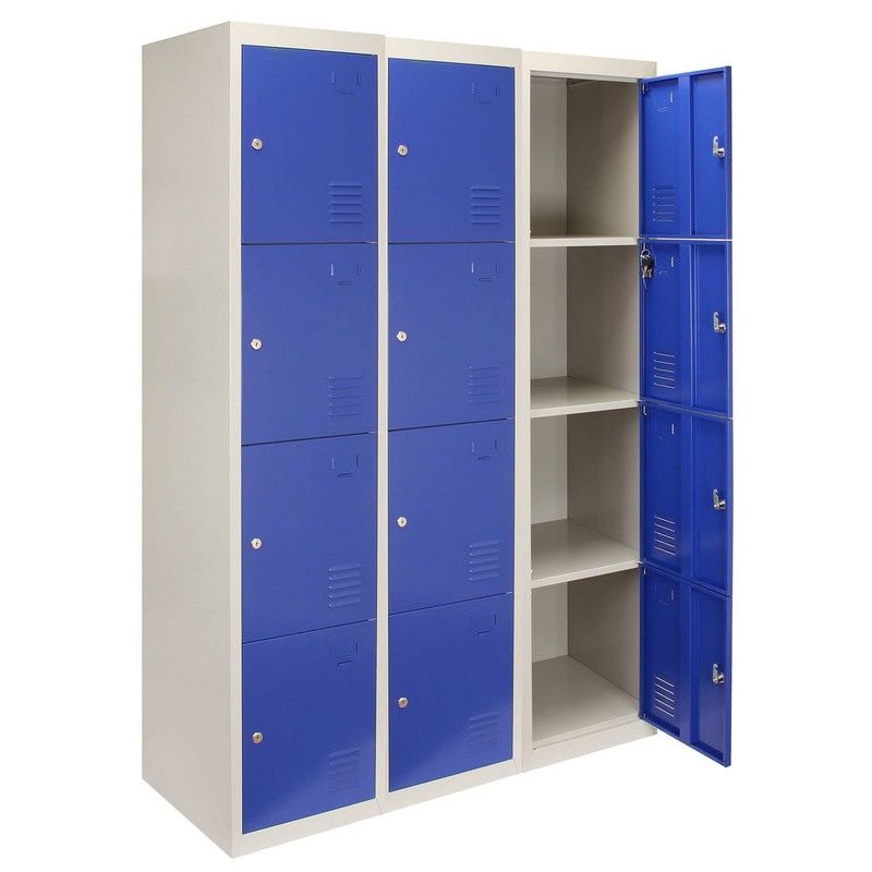 Steel blue locker twelve compartments