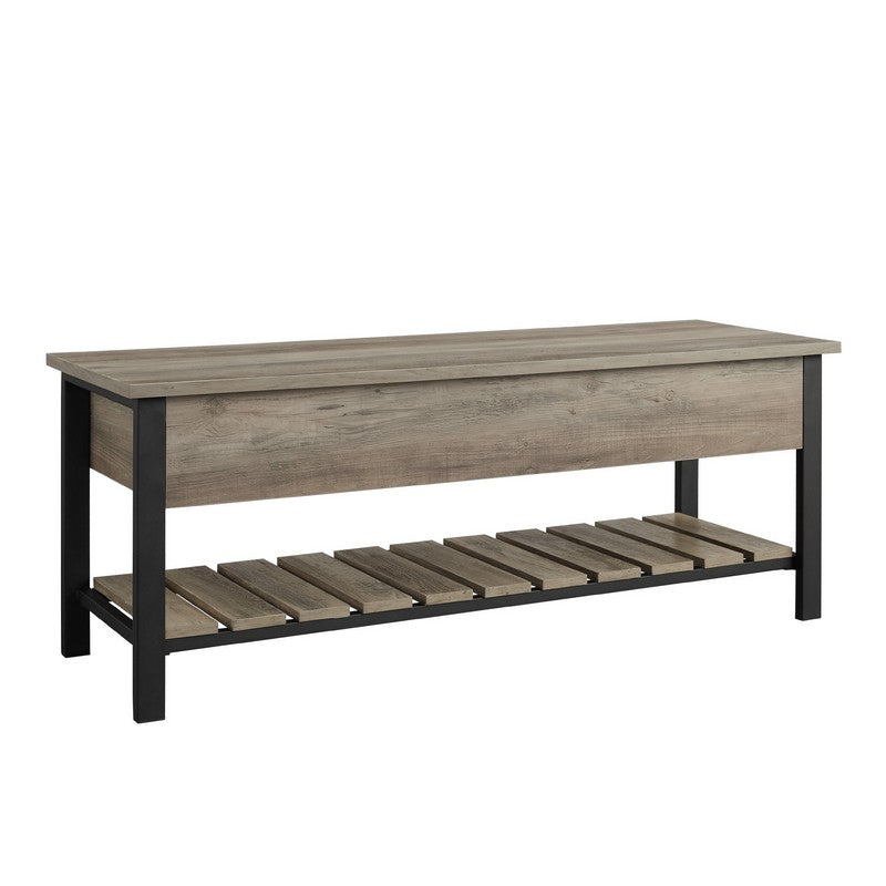 Wooden hall way bench with black legs