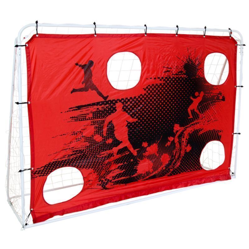 Red football goal with holes to shoot and aim for