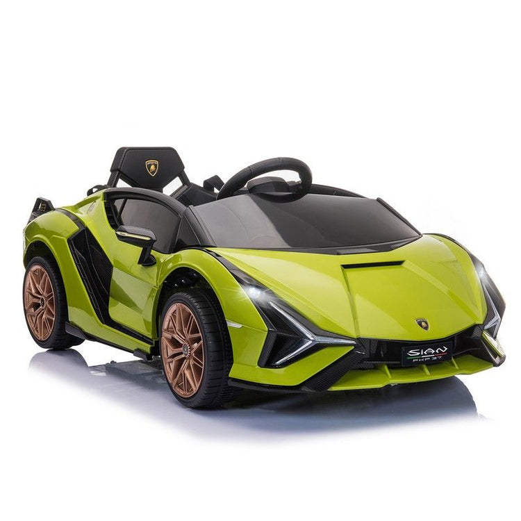 Green electric sports car for children