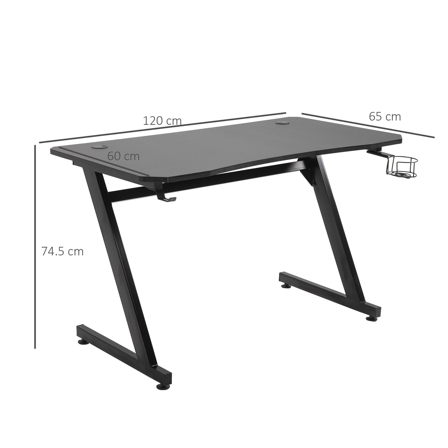 Gaming Desk Steel Frame with Cup Holder