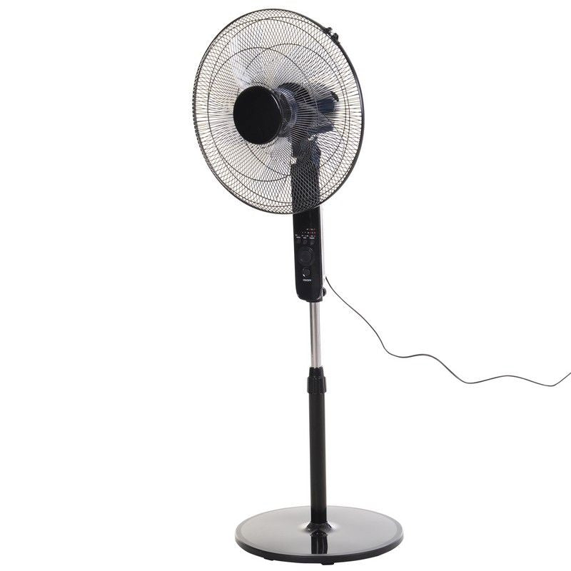 Homcom 17" Oscillating Three Speed Adjustable Height Pedestal Fan With Remote Black by Homcom