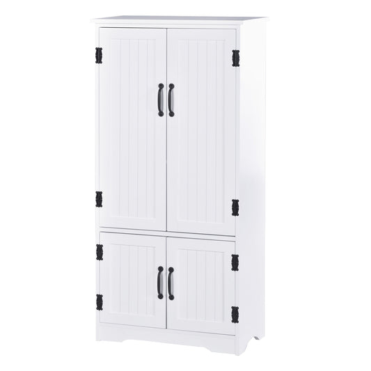 Accent Floor Storage Cabinet Kitchen Cupboard with Adjustable Shelves and 2 Lower Doors