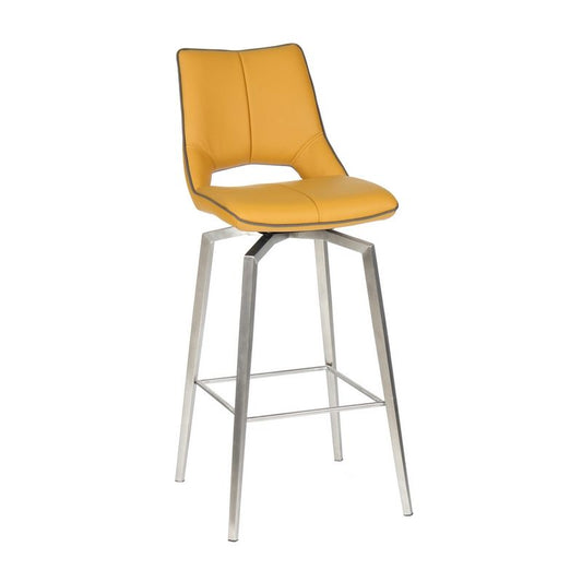 Shankar Contemporary Bar Stool Metal Tripod Legs - Faux Leather Yellow