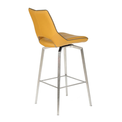 Shankar Contemporary Bar Stool Metal Tripod Legs - Faux Leather Yellow