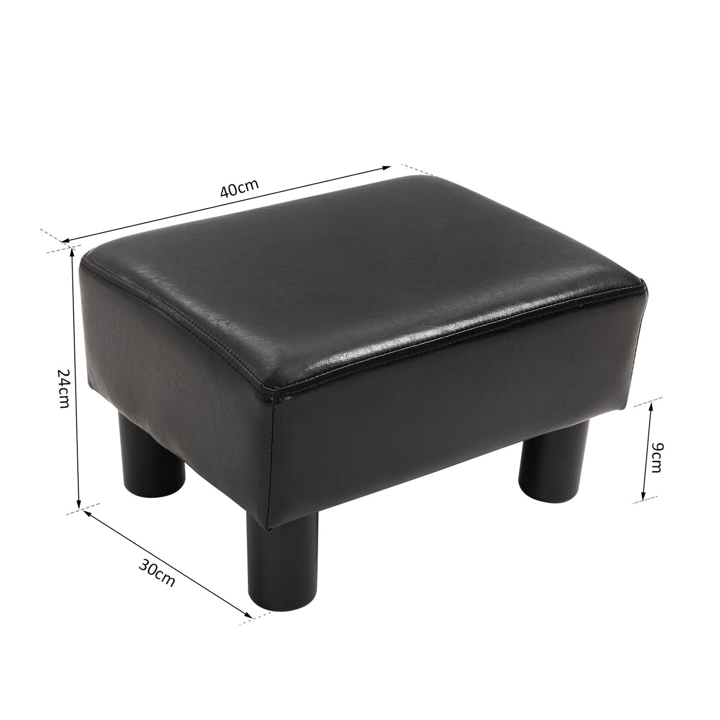 PU Leather Footstool Foot Rest Small Seat Foot Rest Chair Dark Brown Home Office with Legs 40 x 30 x 24cm