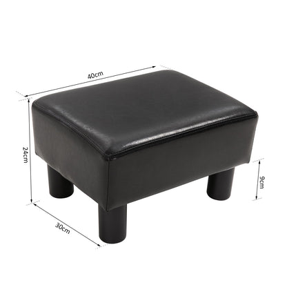 PU Leather Footstool Foot Rest Small Seat Foot Rest Chair Dark Brown Home Office with Legs 40 x 30 x 24cm