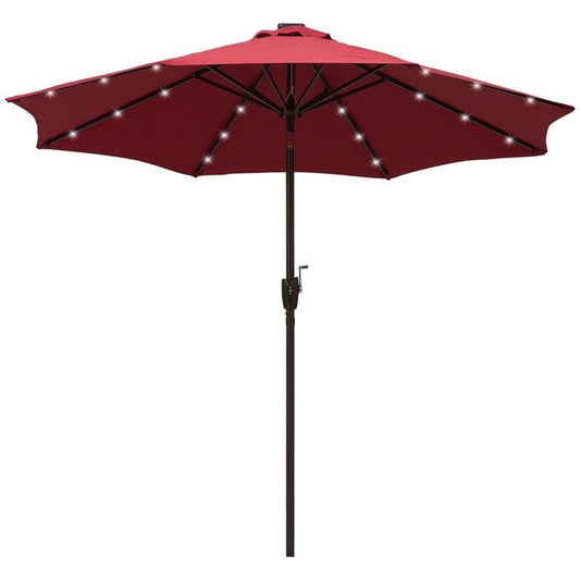 Outsunny Outsunny Umbrella Parasol 24 Solar Led-Wine Red