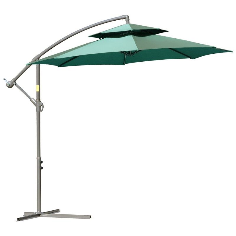 Outsunny Outsunny 2.7M Garden Banana Parasol Cantilever Umbrella With Crank Handle