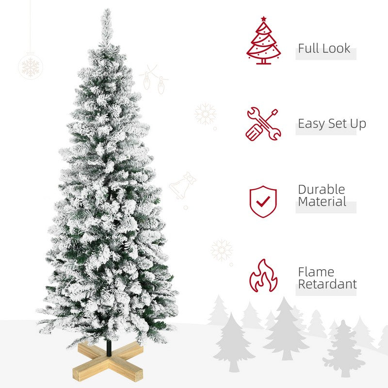 Homcom 5ft Christmas Tree Artificial - White Frosted Green 426 Tips