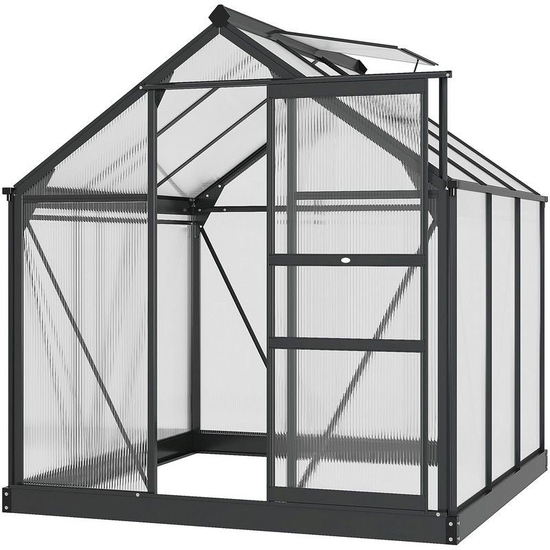 Outsunny Outsunny Clear Polycarbonate Greenhouse Large Walk-In Green House Garden Plants Grow Galvanized Base Aluminium Frame With Slide Door