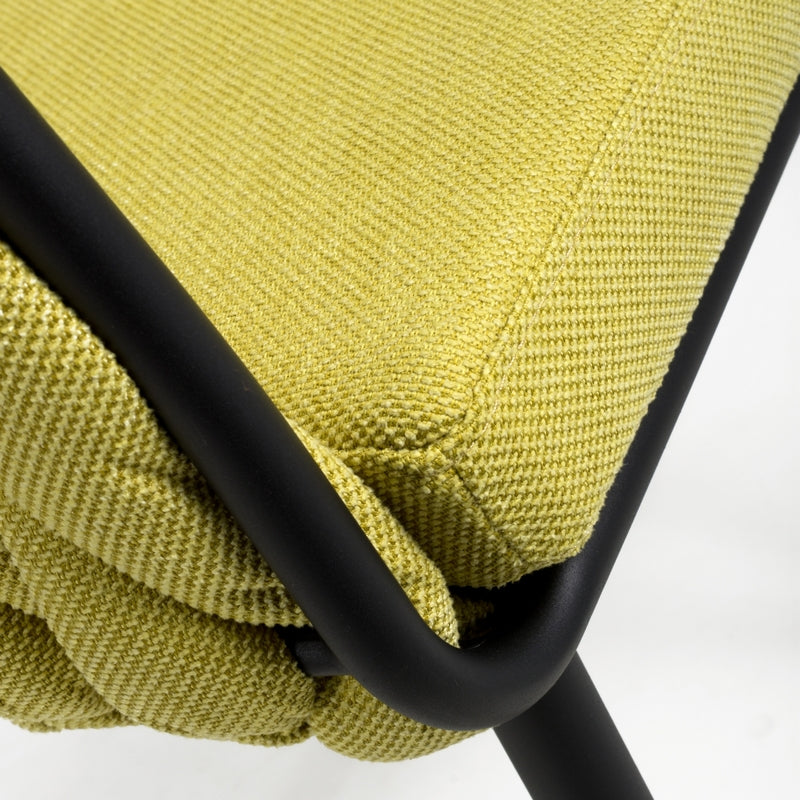 Shankar Pair of Contemporary Dining Chairs Metal & Braided Fabric Yellow