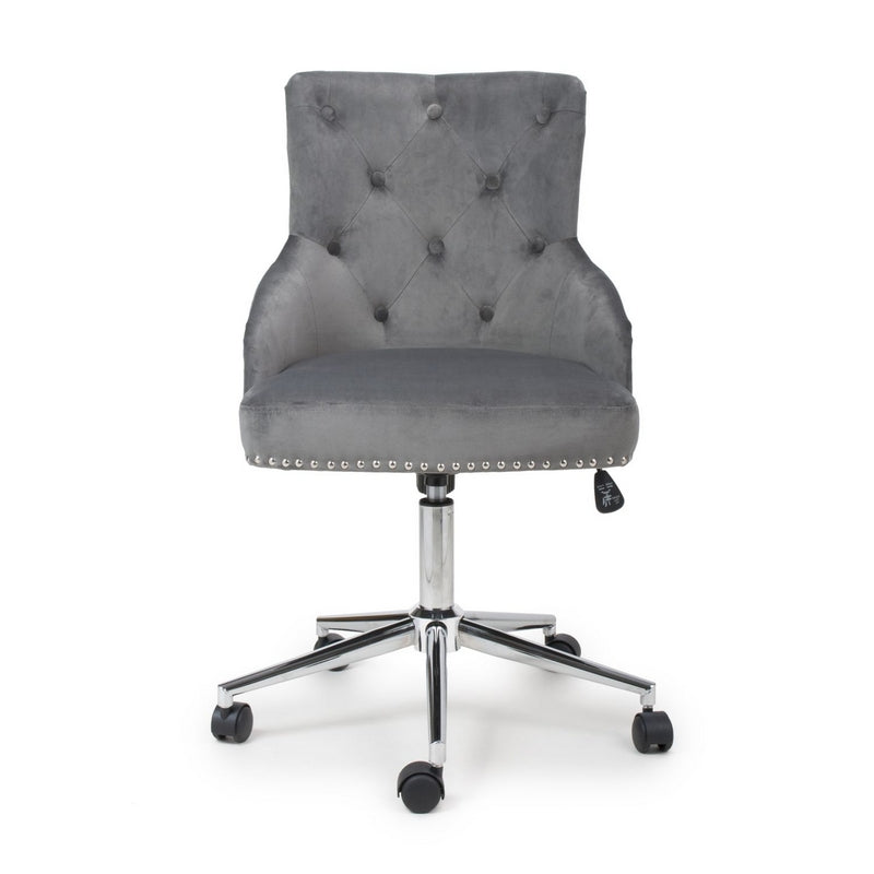 Shankar Button Back Bar Stool Adjustable Height - Grey Faux Leather