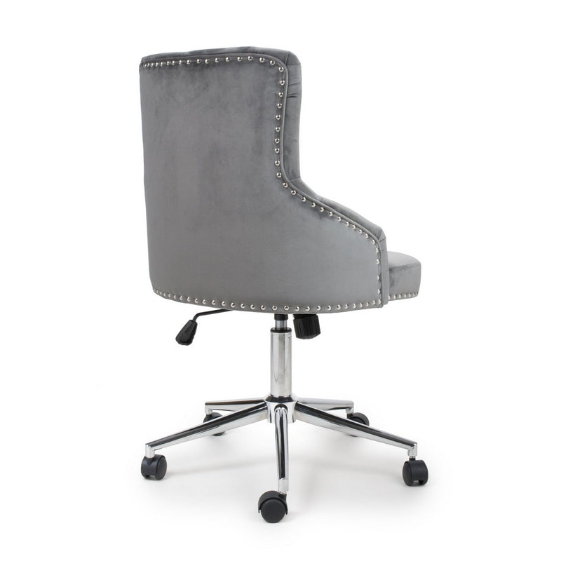 Shankar Button Back Bar Stool Adjustable Height - Grey Faux Leather