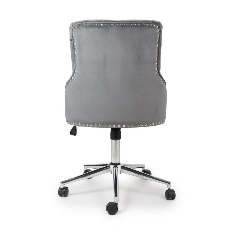 Shankar Button Back Bar Stool Adjustable Height - Grey Faux Leather