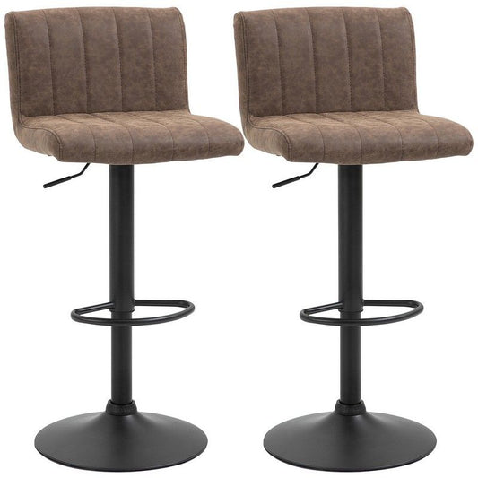 Homcom Homcom Adjustable Barstools Set Of 2 Swivel Counter Bar Chairs Bar Stools With Footrest Pu Leather Gas Lift Brown