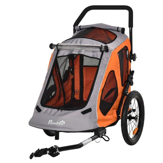 PawHut PawHut 2-IN-1 Dog Bike Trailer Pet Carrier Stroller Reflector 140 x 71 x 105cm