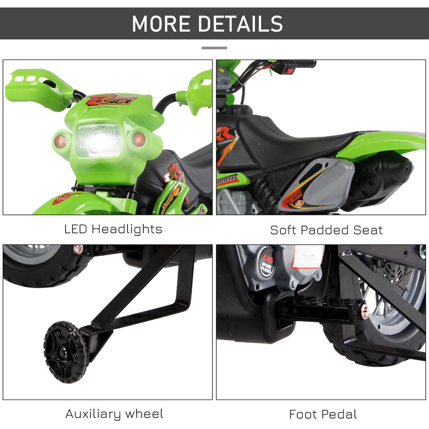 6V PP Electric Motorcycle for Kids Ride on Toys with Effects Green