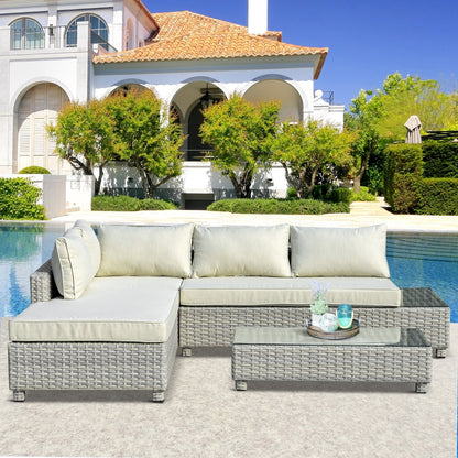 Outsunny 3 Pieces Outdoor Pe Rattan Sofa Set