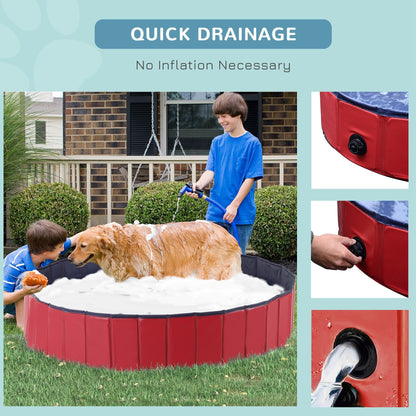 PawHut ?160 x 30H cm Pet Swimming Pool - Red/Dark Blue PVC