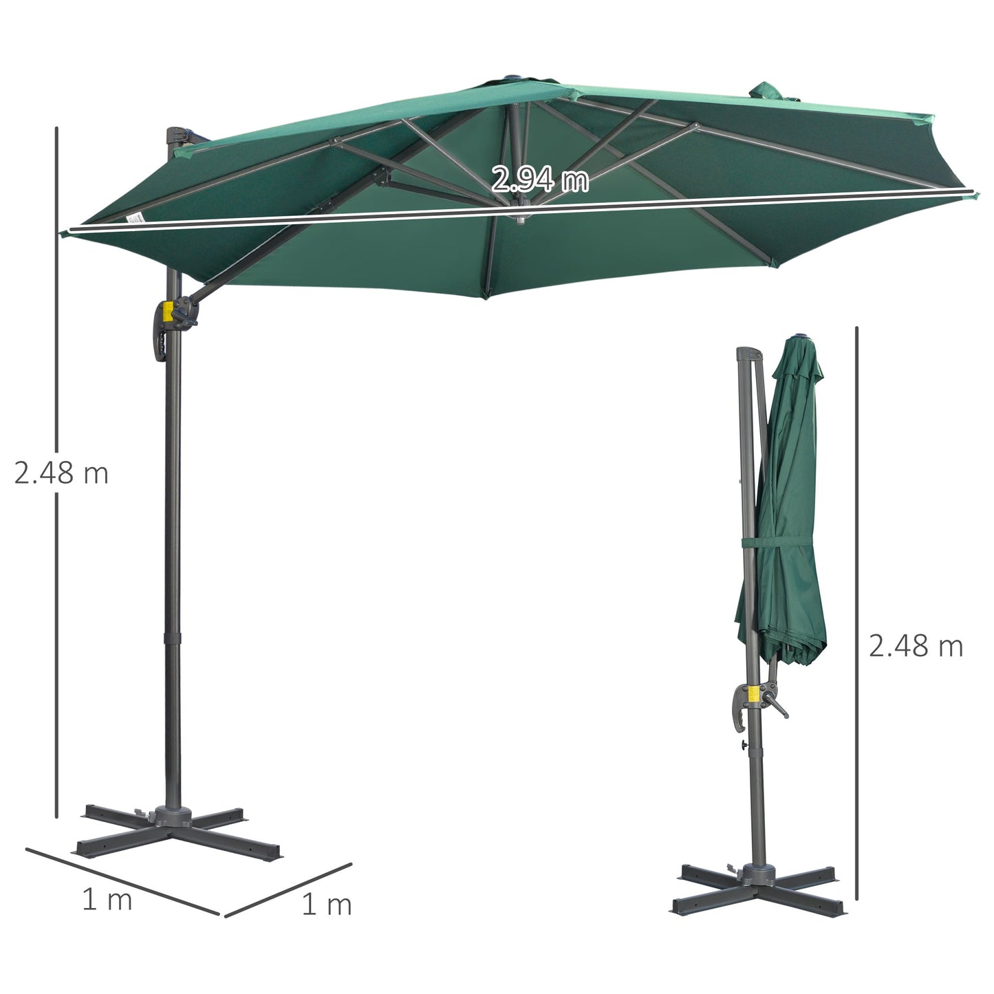 3m 360° Rotating Cantilever Parasol