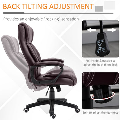 Vinsetto High Back Executive Office Chair 6- Point Vibration Massage Extra Padded Swivel Ergonomic Tilt Desk Seat Brown