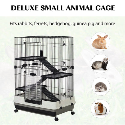 4 Tier Small Animal Cage Black & White by Pawhut