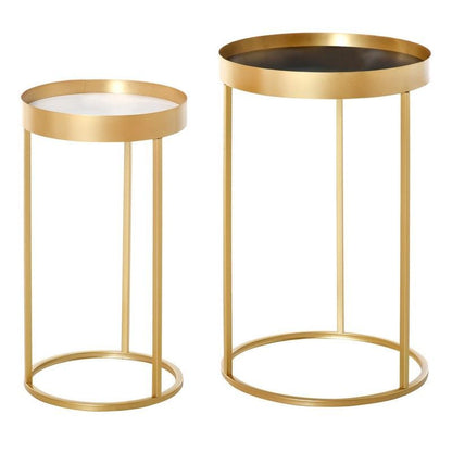 Homcom Homcom Set Of 2 Nesting Coffee Tables With Gold Metal Base