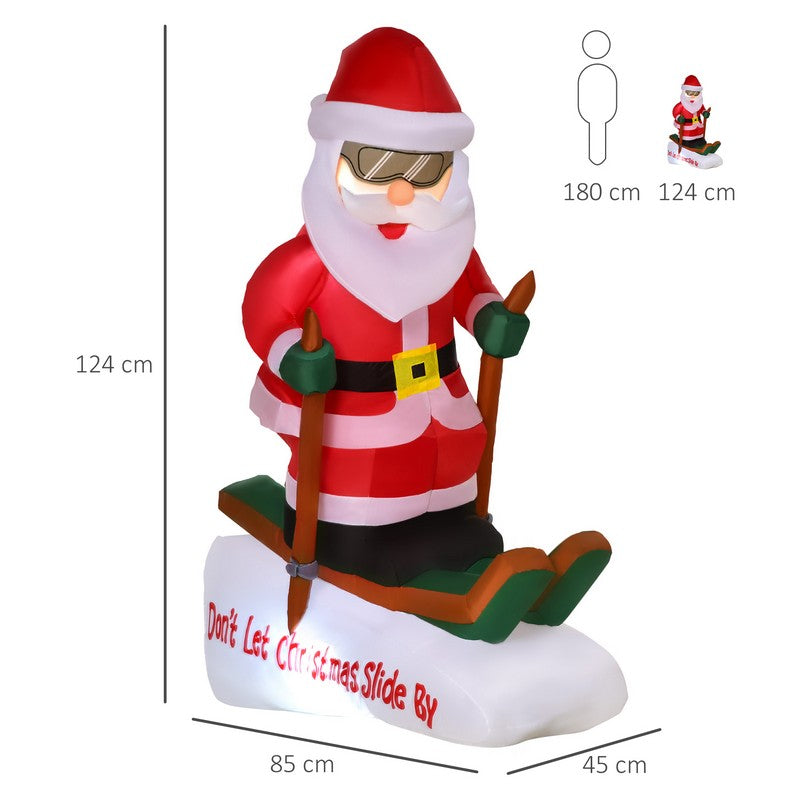 4 Foot Christmas Inflatable Decoration with Santa Claus Skiing for Party Holiday