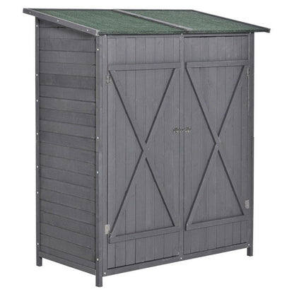 Steadfast Fortress 160cm Double Door Pent Garden Store Lockable Fir Wood Grey by Steadfast