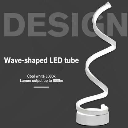 Modern Wave-Shaped LED Table Lamp with Round Metal Base for Living Room