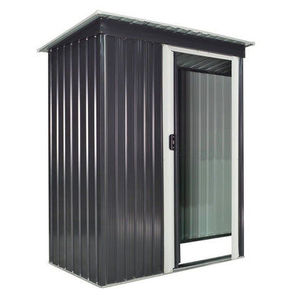 Steadfast Galvanised 5 x3' Single Door Pent Garden Store Steel Black by Steadfast