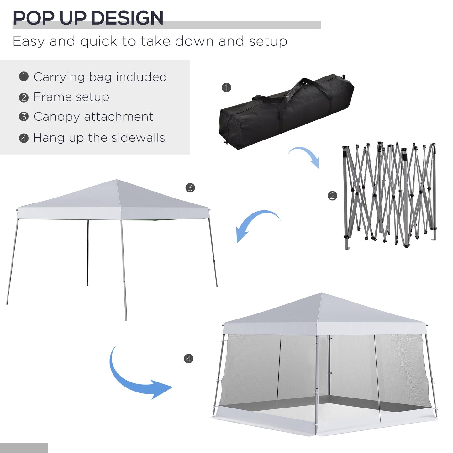 Outdoor Garden Pop-up Gazebo Canopy Tent Sun Shade Event Shelter Folding with Adjustable Height