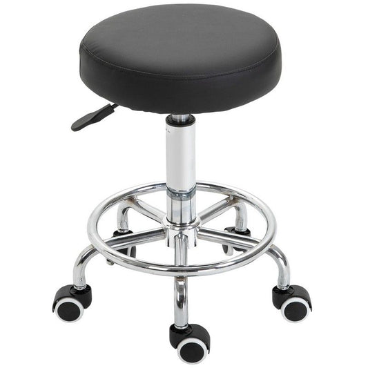 Vinsetto Wheeled Salan Stool Adjustable Height Steel Framed Black by Vinsetto