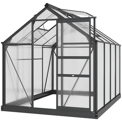 Essentials Outsunny Clear Polycarbonate Greenhouse Large Walk-In Green House Garden Plants Grow Galvanized Base Aluminium Frame With Slide Door