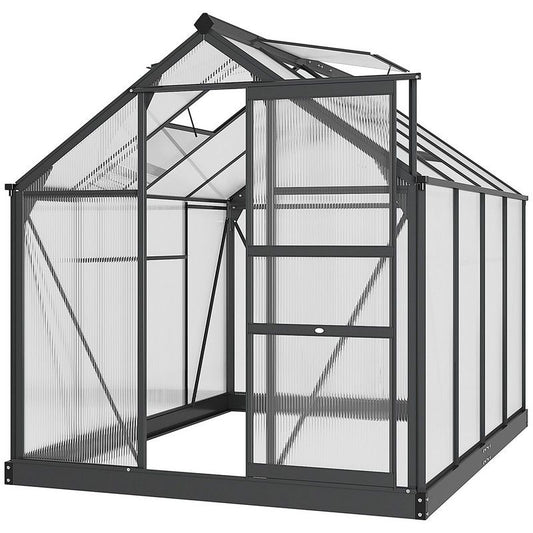 Essentials Outsunny Clear Polycarbonate Greenhouse Large Walk-In Green House Garden Plants Grow Galvanized Base Aluminium Frame With Slide Door