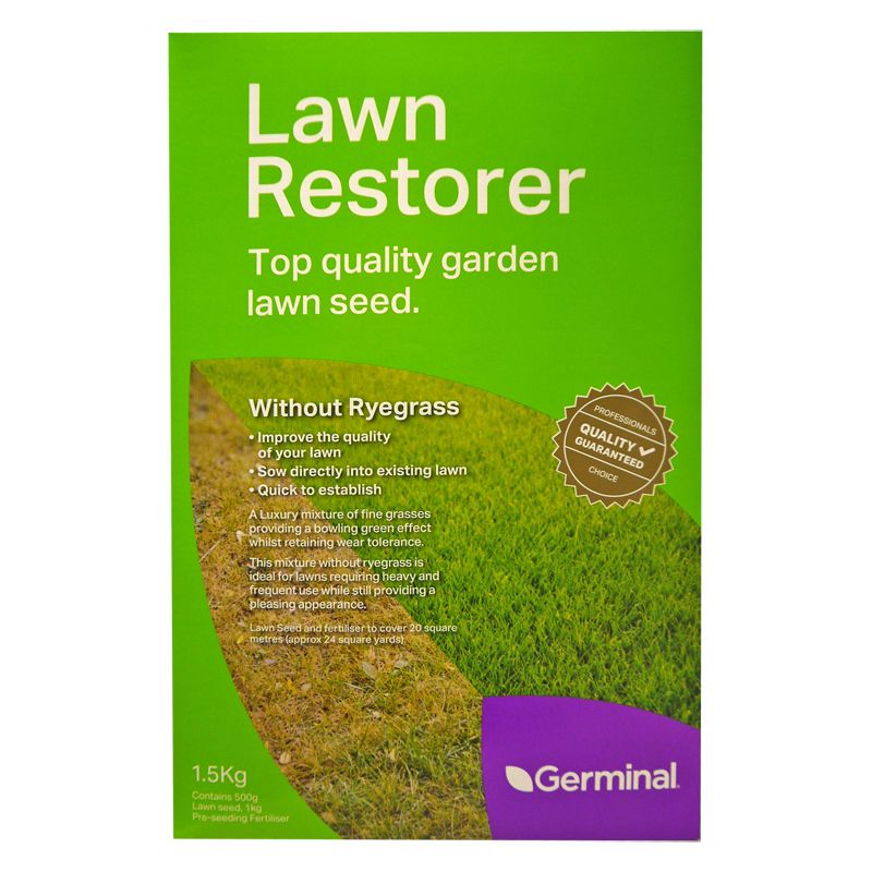 Germinal 1.5Kg Lawn Restorer Without Ryegrass 20 Square Metres Coverage