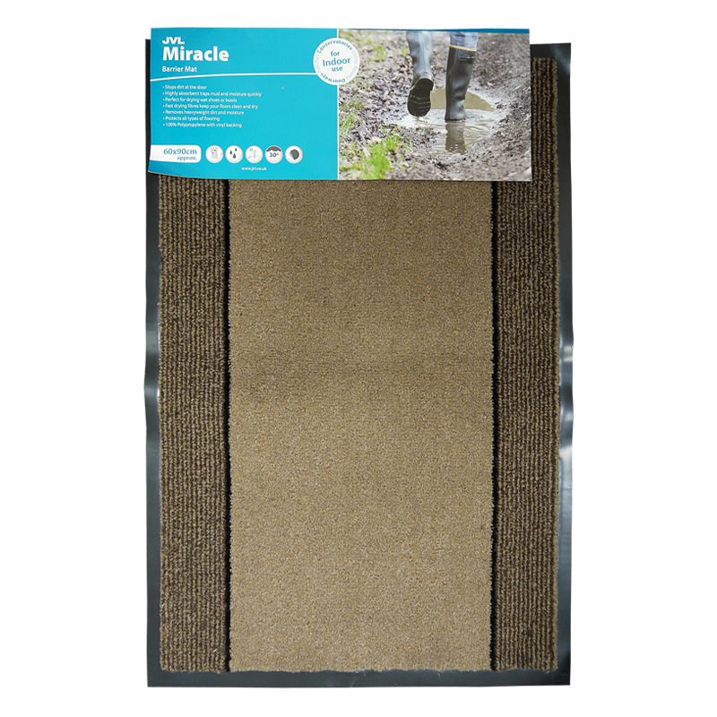 JVL 90x60cm JVL Miracle Barrier Mat - Light Brown Stripe