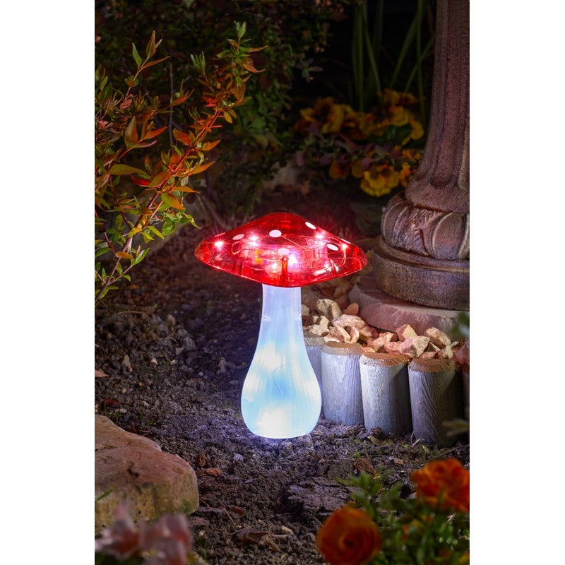 Mushroom Solar Garden Light Ornament Decoration 10 Multicolour LED - 29.5cm by Smart Solar