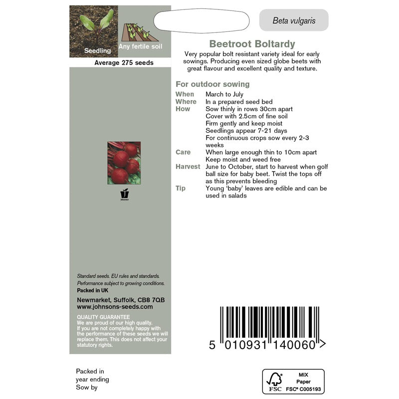 Johnsons Beetroot Boltardy Seeds