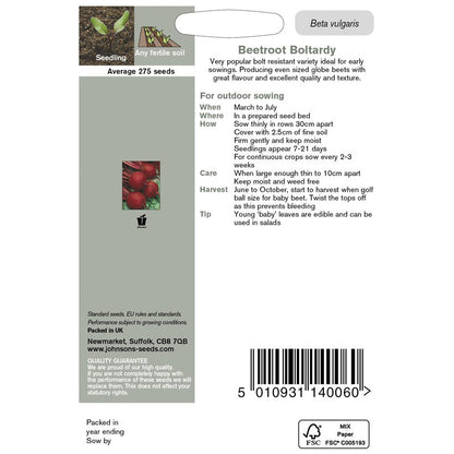 Johnsons Beetroot Boltardy Seeds