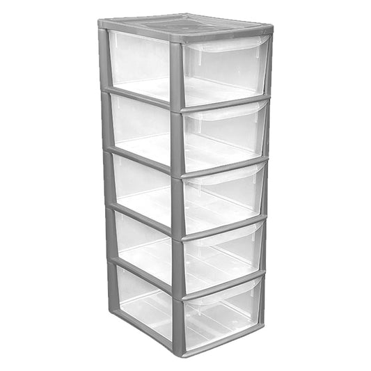 Thumbs Up Bury Plastic Storage Unit 5 Drawers 55 Litres Large - Silver & Clear by Thumbs Up Bury