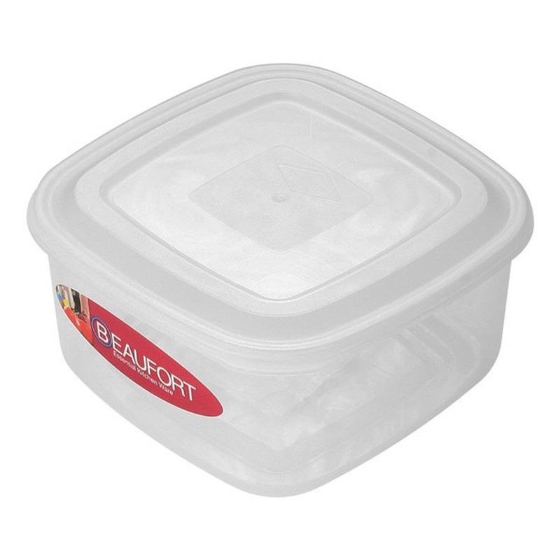 Beaufort Plastic Food Container Square 1 Litre - Clear by Beaufort