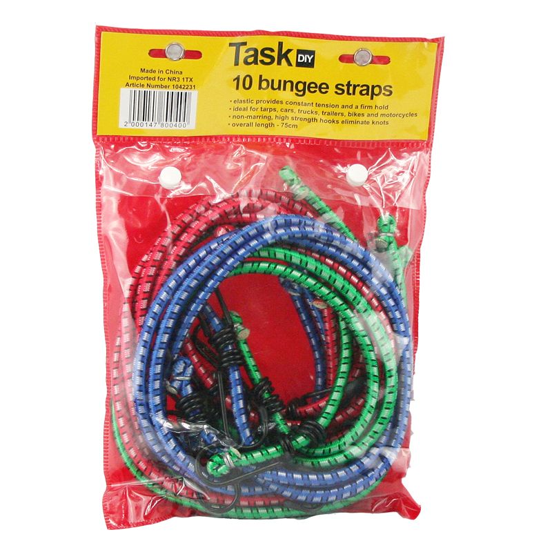 Task DIY 10 Pack Bungee Straps (75cm)