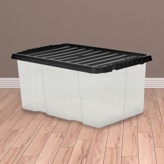 TML Plastic Storage Box 7 Litres - Clear & Black by TML