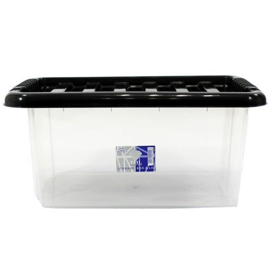 TML Plastic Storage Box 14 Litres - Clear & Black by TML