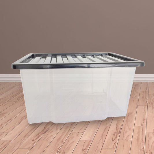 TML Plastic Storage Box 50 Litres Large - Clear & Black by TML