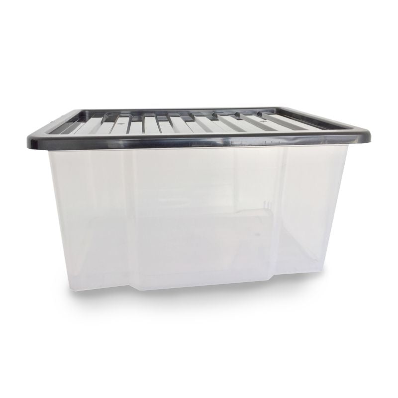 TML Plastic Storage Box 50 Litres Large - Clear & Black by TML